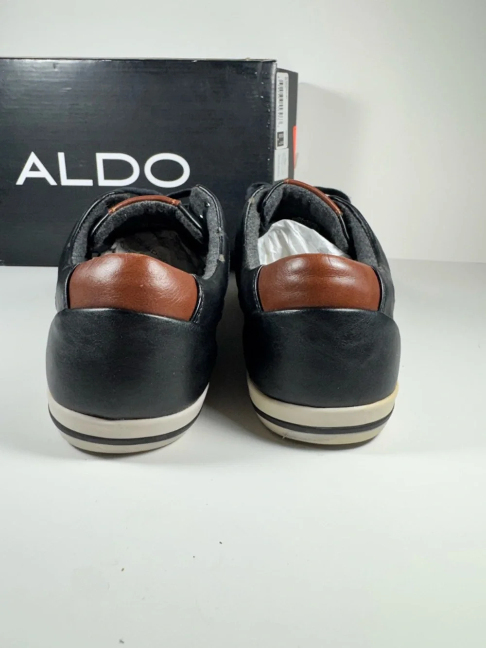 Aldo Black Brown Leather Nautical Boat Deck Loafer Shoe Men's 10 Sneaker Hybrid